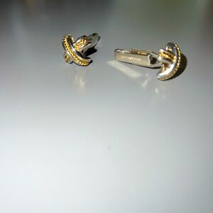 Tiffany & Co Signature X Twisted Rope Cuff Links Sterling Silver 925 & 18K Gold